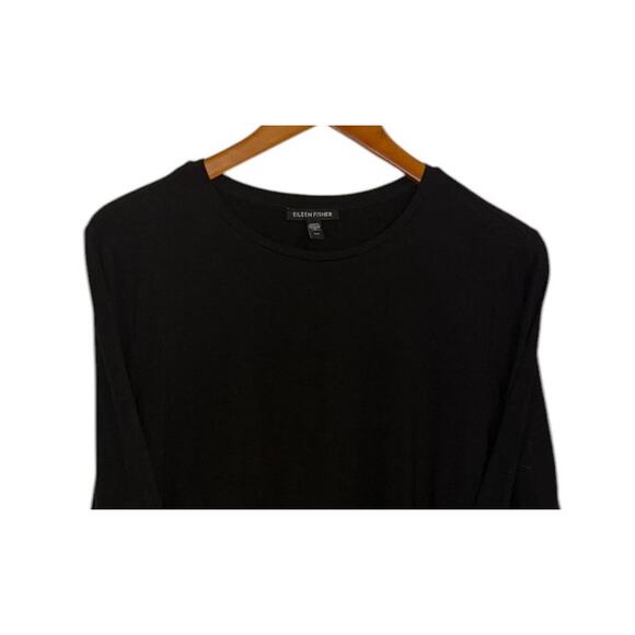 Eileen Fisher Tunic Women Large Black Tencel Lyocell Top‎ Minimalist Layering - Picture 2 of 7